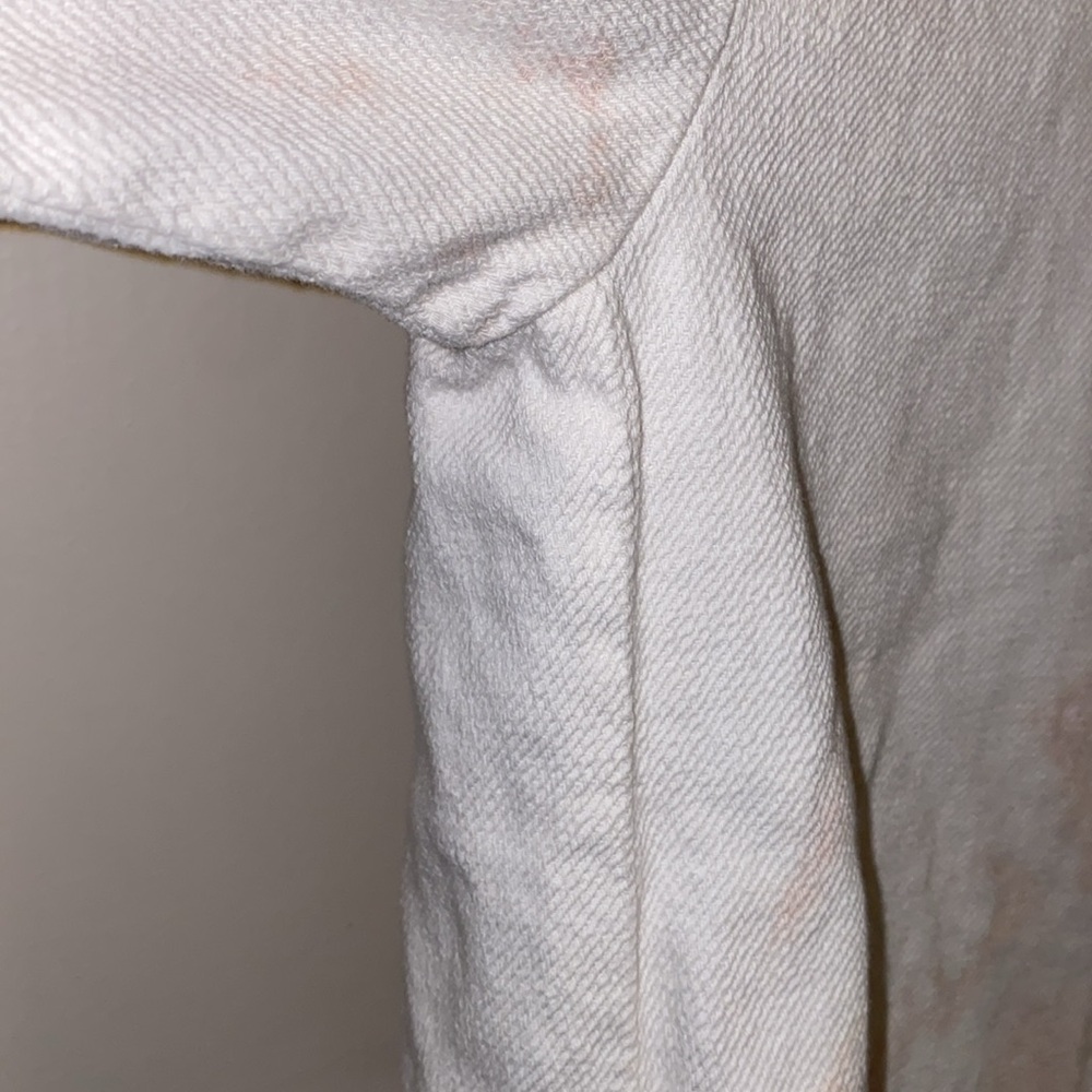 Zara XS Pink White Bleach Dye Button Up Denim Shirt - Picture 6 of 11